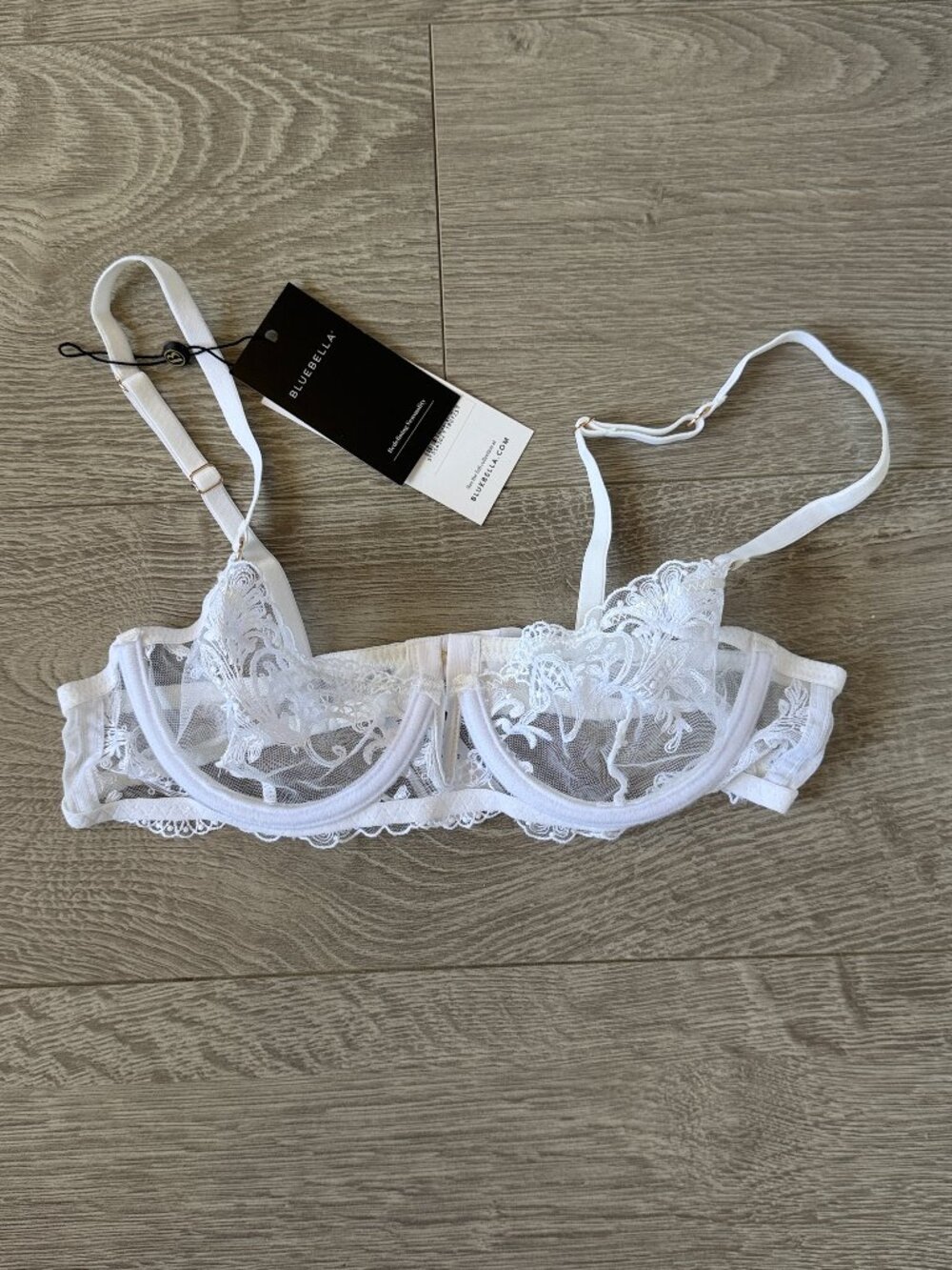 Bluebella Marseille White Embroidered Sheer Bra 32B Lace Bridal NWT